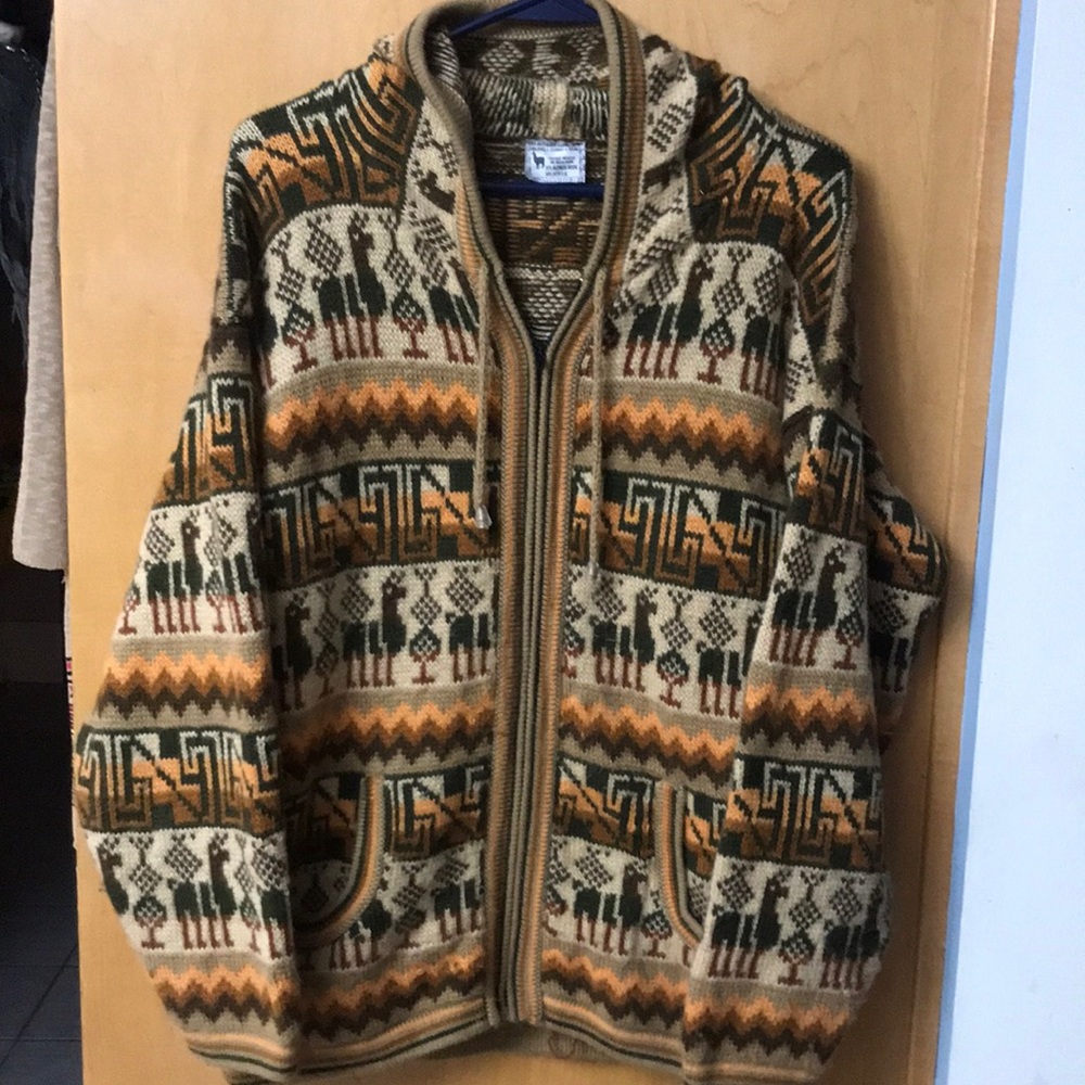 Alpaca zip hooded cardigan